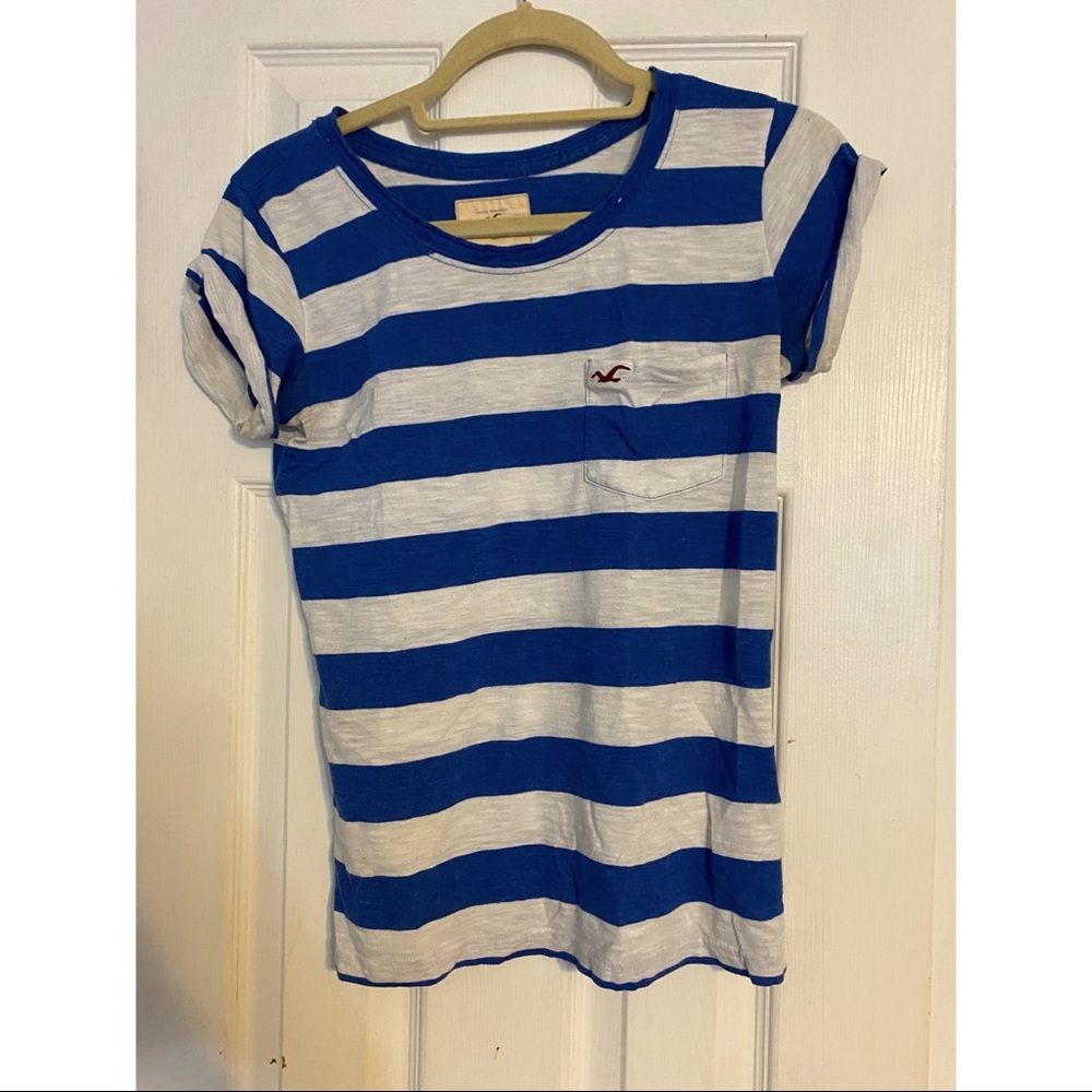 Blue and White Striped Tee | Size XS